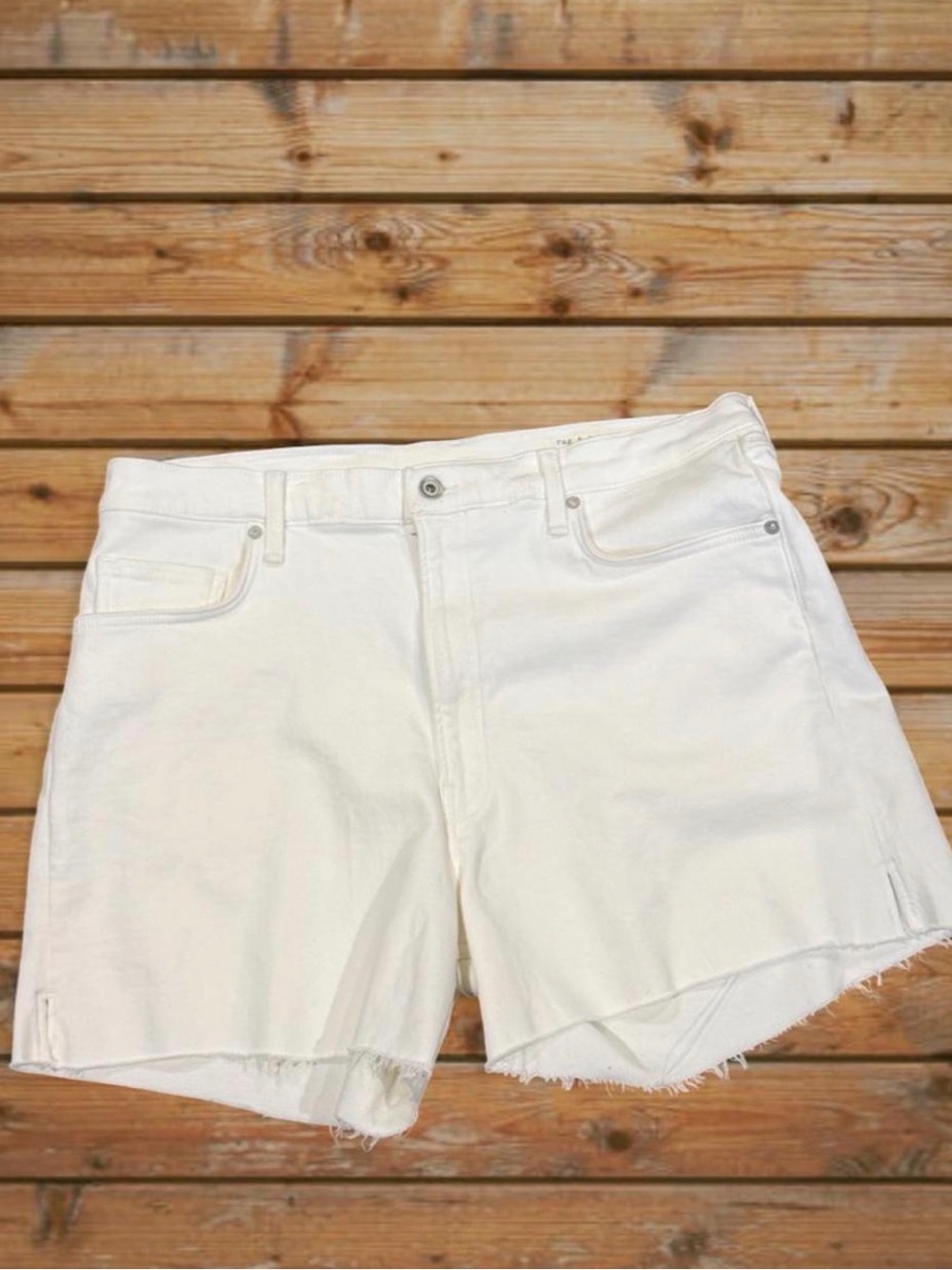rag & bone White Denim Frayed Hem Shorts NEW